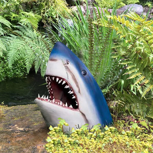 Large White Shark Garden Art