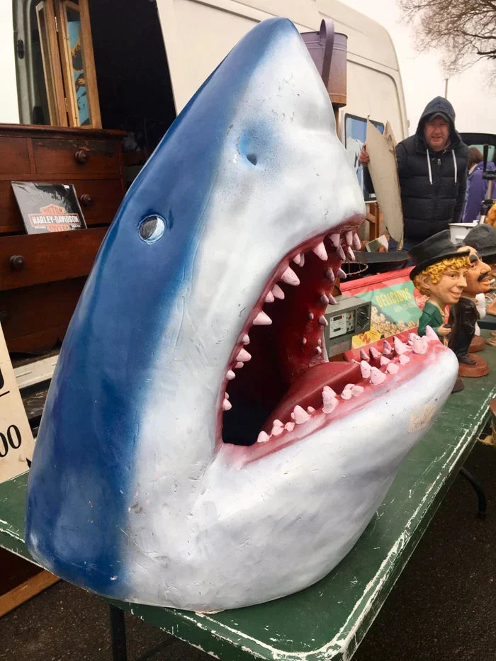 Large White Shark Garden Art