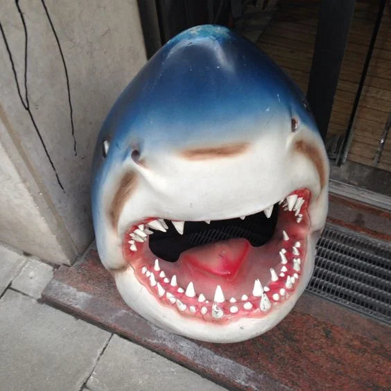 Large White Shark Garden Art