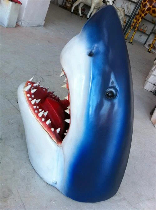 Large White Shark Garden Art