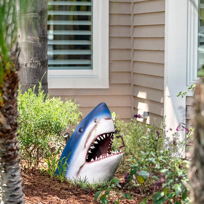 Large White Shark Garden Art