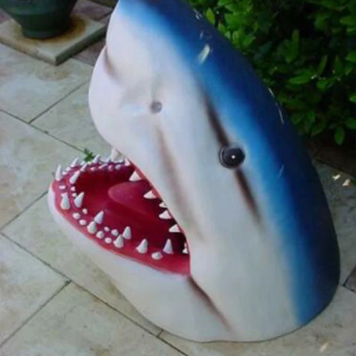Large White Shark Garden Art