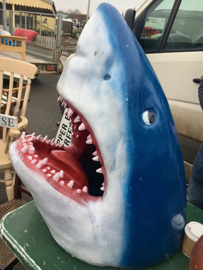Large White Shark Garden Art