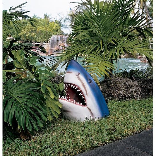 Large White Shark Garden Art